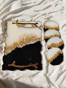 Epoxy Resin Waterproof <b>Hand</b>-painted Rectangular Tray for Wedding & Holiday Decor - Product Image 5