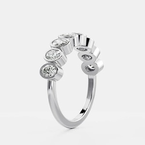 Bague en diamant de laboratoire taille ovale 1,2 carats en or jaune 14 carats, demi-éternité sertie clos, alliance de mariage, bague assortie empilable - Product Image 2