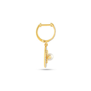 ต่างหูทรงหยดน้ำประดับหินสีขาวทอง - Product Image 3