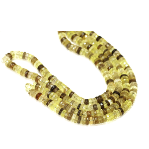 Cuentas Heishi facetadas de cuarzo limón bio de alta calidad con forma de neumático, cuentas de piedra preciosa facetadas de cuarzo limón bio natural con forma de rueda. - Product Image 2