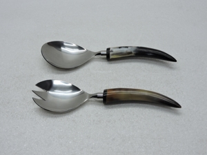 Juego de utensilios de mesa elegantes de acero inoxidable con mango de resina para servir ensaladas, para cocinas gourmet, tiendas de artículos para el hogar e importadores. - Product Image 5