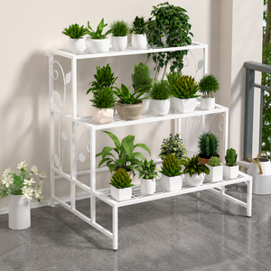 Soporte de Metal Blanco de 3 Niveles para Plantas, Estante Decorativo para Macetas de Interior, para Hogar, Jardín, Balcón - Product Image 5