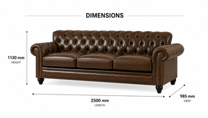 Luxury Real Leather Chesterfield Three Seater <b>Sofa</b> Traditional Button Tufted Nailhead Trim <b>Sofa</b> <b>Bed</b> Home Hotel Park Workshop Use - Product Image 2