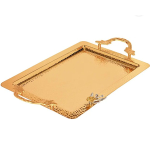 Plateau de service élégant en métal doré avec poignées décoratives, idéal pour la décoration intérieure et les événements, à prix abordable - Product Image 2