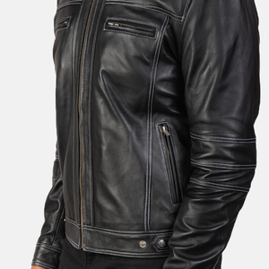 Chaqueta Safari de Cuero Premium para Hombre AMERICAN TRENCH CLOTHING, Cuello Redondo Elegante, Logotipo Frontal, Impermeable y Ecológica - Product Image 6