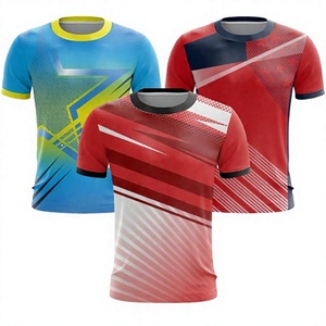 Camiseta Deportiva Sublimada para Hombre, Manga Corta, Patrón Geométrico, Secado Rápido, Tejido de Poliéster, Cuello Redondo, Corte Regular - Product Image 1