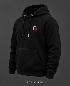 Sweat-shirt à capuche noir pour homme, coupe classique, logo sur le devant, poche, coton molletonné 320g, tricoté, vêtement d'hiver décontracté - Product Image 1
