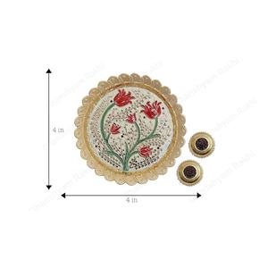 Gopi Kart Acrylic Pooja Thali pour Diwali |   Assiette à riz Bhog Kumkum au design antique pour le temple domestique - Product Image 3