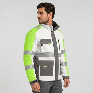 <b>Winter</b> Safety Hooded Safety <b>Jacket</b> Wholesale Custom Logo Construction High Visibility Reflective <b>Waterproof</b> Canvas Stand Collar - Product Image 3