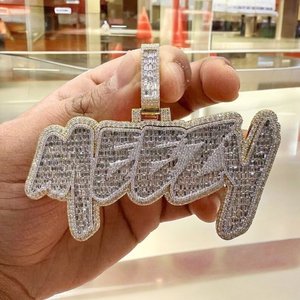 925 Sterling <b>Silver</b> VVS Moissanite Iced Out Custom Name <b>Pendant</b> Hip Hop Pave Set Letter <b>Pendant</b> Jewelry <b>For</b> <b>Men</b> Women <b>Pendant</b> - Product Image 3