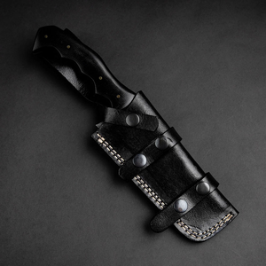 Couteau Tanto Kimura artisanal en acier Damas, lame fixe, manche en Micarta, étui en cuir, couteau utilitaire pour le camping en plein air - Product Image 5