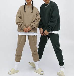 Survêtements en coton 100 % écologiques, coupe ample unisexe, avec logo personnalisé sur le devant et cordon de serrage, collection automne – Vente en gros - Product Image 1