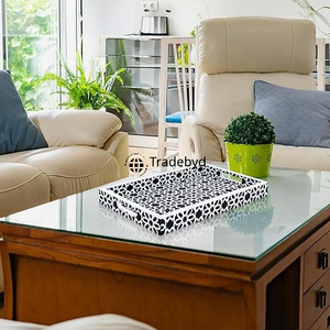 Bandeja de Servicio Móvil Moderna de Primera Calidad con Incrustaciones de Hueso, Adorno Decorativo para Mesa de Centro de Tradebyd - Product Image 2