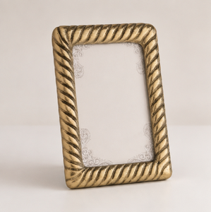 Cadre photo de luxe en métal doré antique, design corde torsadée, pour mariage et décoration de table à la maison, vente en gros - Product Image 1