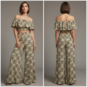Women's Off Shoulder Ikat Print <b>Dress</b> Ruffled <b>High</b> <b>Waist</b> A Line Midi Bohemian Summer <b>Dress</b> - Product Image 6
