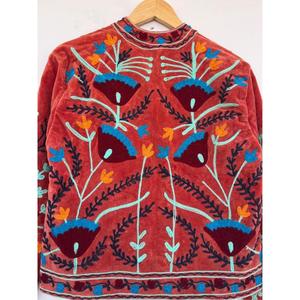 Handmade Velvet Suzani Embroidered Knitted Breathable Floral Bohemian Autumn Cotton <b>Jacket</b> Ethnic Gift for Her - Product Image 2