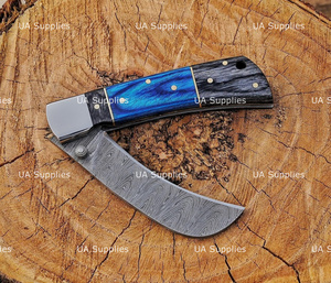 UA Supplies Damascus Steel Clip Point Wood Handle <b>Liner</b> Lock Hawk Bill Folding Hunting Pocket Knife with 7 in Overall Length - Product Image 6