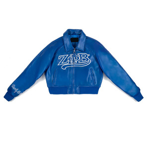 เสื้อแจ็คเก็ตบอมเบอร์หนัง PU ของชมรมเซต้าฟิเบต้า  ลายปักตัวอักษรกรีก สไตล์สตรีทแวร์ สีน้ำเงิน สำหรับฤดูหนาว เหมาะสำหรับทั้งชายและหญิง - Product Image 3