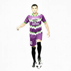 Uniformes de Fútbol para Adultos Importados, Conjuntos de Camisetas Teñidas con Rayas, 100% Poliéster, Manga Corta, Nombre del Equipo Personalizado - Product Image 1