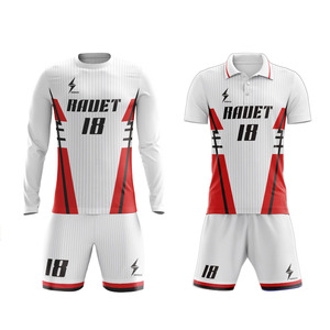 RAUET Men's Soccer Jersey Set White Red Heat-Transfer Printed Moisture Wicking Quick Dry Short Sleeve Crew <b>Neck</b> Elastic Waist - Product Image 3