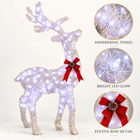 Décoration de Noël en forme de renne lumineux sur pied avec LED blanc froid et guirlande scintillante pour la décoration de la véranda de la maison