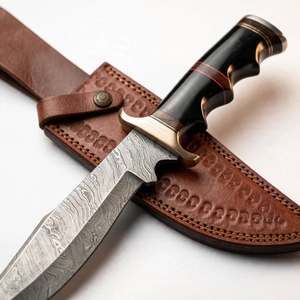 Handcrafted Damascus Steel Butcher <b>Carving</b> <b>Knife</b> Horn Wood Handle Kitchen Tool - Product Image 5
