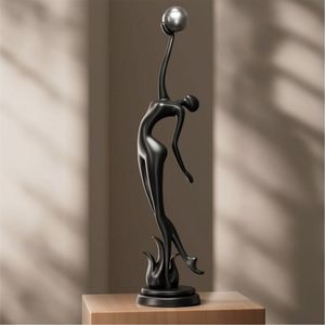 Statuette en métal abstraite moderne, décoration d'intérieur, sculpture d'art noire élégante, ornement de table, bureau, salon - Product Image 1