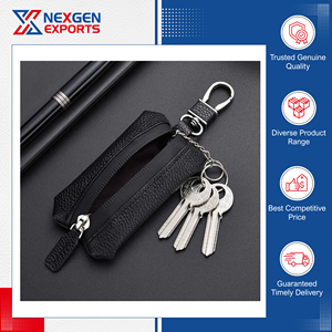 Étui à clés de voiture en cuir PU imperméable de qualité supérieure, très résistant, avec fermeture éclair, idéal pour les voyages, les cadeaux et le rangement - Product Image 2