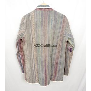 Chaqueta india bohemia Kantha vintage reversible, transpirable, ecológica, tejida, 100% algodón, de longitud regular, para mujer, otoño-invierno - Product Image 6