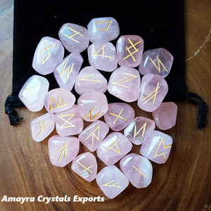 Juego de Runas de Cuarzo Rosa Natural Espiritual, Juegos de Runas Hechos a Mano al por Mayor, Cristales de Ágata, Compre en Línea en Amayra Crystals Exports India - Product Image 5