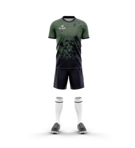 Maillots de football personnalisés noir et vert, design par sublimation, uniforme de football à séchage rapide, maillot imprimé en mesh, ensembles de football - Product Image 6