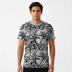 เสื้อยืดคอกลมแขนสั้นพิมพ์ลายสีเทาสำหรับผู้ชาย ทรงปกติ สวมใส่สบาย ผ้าฝ้ายเจอร์ซีย์ 100% ระบายอากาศได้ดี พิมพ์ลายดิจิทัล - Product Image 6