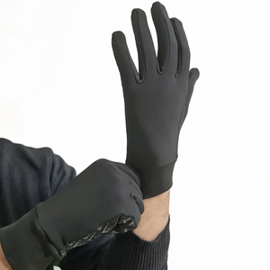 Black Full Finger <b>Gloves</b> Cotton Polyester Elastic Wrist Length <b>Touchscreen</b> Winter Plain Style - Product Image 5