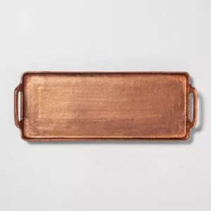 Bandeja de Cobre Martillado Hecha a Mano con Asas de Latón, Vajilla de Lujo para Hotel y Restaurante, Plato Decorativo de Cobre con Borde Acanalado - Product Image 2
