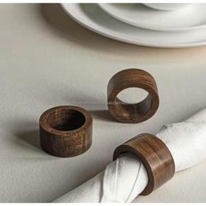 Juego de 6 Anillos para Servilletas de Madera Geométricos, Lisos, Hechos a Mano, Modernos, Ecológicos, Artesanía Única de la India, Uttar Pradesh, Elegantes para la Mesa del Comedor - Product Image 2