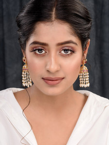 Classic Gold Plated Drop Earrings With Imitation Pearl Tassel For Women Wedding <b>Jewelry</b> Alloy Fashion Earrings - Product Image 4