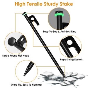<b>Camping</b> Hammer Tent Stakes & 9.84FT Reflective Ropes Kit Accessories for Hiking Canopy Tent Pegs Mallets for Outdoor Adventures - Product Image 2