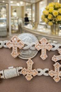 Moissanite Baguette Gothic Cross Infinity <b>Bracelet</b> Iced Out 925 <b>Sterling</b> <b>Silver</b> women's Her Everyday Wear Hip Hop Jewelry - Product Image 4