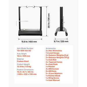 Équilibreur de roues de moto réglable, capacité 88,2 lb, avec cônes de centrage et pointeur de centrage - Product Image 4