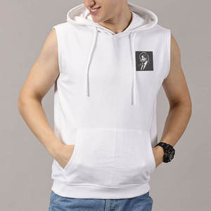 Débardeur à capuche sans manches pour homme, en polyester/coton molletonné, respirant, séchage rapide, écologique, brodé - Product Image 5