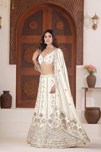 Ramdev Trading Indian Traditional Wedding Diwali Butterfly Net <b>Material</b> Lehenga Choli <b>Sequins</b> Embroidery Heavy Work Dupatta - Product Image 2