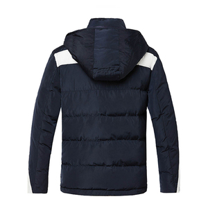 Blouson matelassé bleu marine pour homme, écologique, respirant, manteau d'hiver, col montant, fermeture éclair, style décontracté, logo sur le devant - Product Image 2