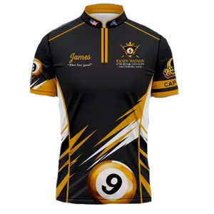 Maillot de snooker pour homme, personnalisé, en tricot solide 100% polyester, sublimation, manches courtes, fermeture éclair, respirant, séchage rapide, formel - Product Image 5
