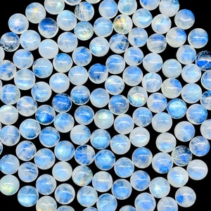 Lot de pierres précieuses en vrac de pierre de lune arc-en-ciel naturelle ronde de 9 mm, cabochon, effet bleu éclatant, prix de gros pour la fabrication de bijoux - Product Image 1