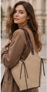 Sac fourre-tout vintage en cuir véritable beige de qualité supérieure, style japonais, pour femme, élégant sac à bandoulière, OEM ODM, marque privée - Product Image 3