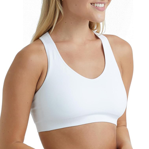 Soutien-gorge de sport blanc sans coutures à compression, maintien moyen, pour yoga et entraînement, haut de sport pour femme, tenue de gym - Product Image 2