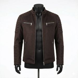 เสื้อแจ็คเก็ตหนัง PU ผู้ชายทรงสลิมฟิต คอปกโปโล ติดกระดุม กันน้ำ คุณภาพสูง จากผู้ผลิตชั้นนำ แบบคลาสสิก OEM - Product Image 1