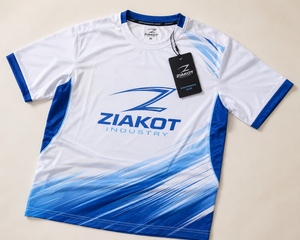 Camiseta Deportiva Personalizada para Hombre, Diseño Nuevo de la Industria ZIAKOT, Azul, Blanco y Azul Claro - Product Image 2