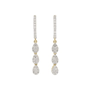 Women's Long <b>Dangle</b> Natural Brilliant Cut <b>Diamond</b> <b>Earrings</b> 14K Gold Rhodium Plated Symmetrical Minimalist Engagement Jewelry - Product Image 1