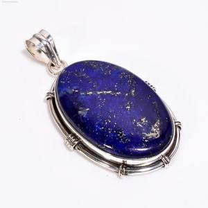 Pendentif ovale en lapis-lazuli fait main, argent sterling 925, pierre précieuse bleue naturelle, bijou de guérison, cadeau - Product Image 3